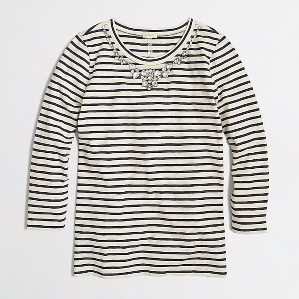 J. Crew Striped Embellished Top